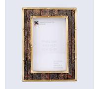 Handicrafts Home Blacksmith Bastion Pattern Brass & Wood Inlay Picture Frame 4x6,Rustic Vintage Farmhouse Photo Frame, Engraved Wooden & Brass Picture Frame for Wall & Desk decor,Office & Home decor