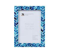 Handicrafts Home Blue 5x7 Picture Frame, Handmade Bone & Resin Inlay Photo Frames, Vintage Table Decor, Modern Farmhouse Wall & Shelf, Gallery Frame, Family Photo Display, Christmas, Wedding & Gift