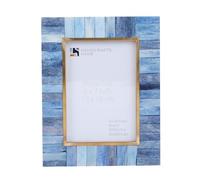 Handicrafts Home Blue Classic Brass Pattern Picture Frame - 5x7 Bone Inlay & Brass, Wall & Tabletop Display, Handmade Photo Frame, Modern Home Accent, Elegant Gift for Wedding, Housewarming, Birthday