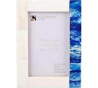 Handicrafts Home Blue Picture Frame, Minimal Decorative Classic Picture Frame, 4x6 Blue & White Photo Frame for Wall or Tabletop, Farmhouse, Boho & Modern Home Decor, Gallery Wall, Desk, Shelf Styling