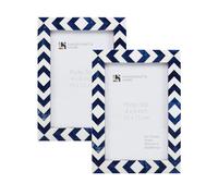 Handicrafts Home Blue & White 4 by 6 Picture Frame Set of 2, Vintage Photo Frames for Wall or Tabletop Display, Bookshelf, Family Wall Decor, Gallery Wall Frame Set, Multi Picture Frames Collage