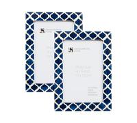 Handicrafts Home Blue & White Vintage Photo Frames for Wall or Tabletop Display, 4x6 Picture Frame Set of 2,Boho Farmhouse Gallery Wall Frame Set, Artisan Handmade Home Decor, Handmade Moroccan Frame