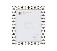 Handicrafts Home Bone Photo Frame Aztec Pattern Inspired Vintage Table-Top/Wall Decor Chevron Art Boho Picture Frames (8x10 Inches, Cube Grey, White)