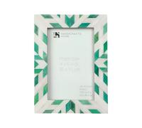 Handicrafts Home Bone Photo Frame Aztec Pattern Inspired Vintage Table-Top/Wall Décor Chevron Art Boho Christmas Picture Frames (4x6 Inches, Green)