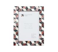 Handicrafts Home Bone Photo Frame Geometric 3D Pattern Inspired Vintage Table-Top/Wall Décor Chevron Art Boho Picture Frames (5x7 Inches, Cube Brown, White)