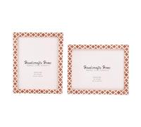 Handicrafts Home Brown & White Vintage Photo Frames for Wall or Tabletop Display, 8x10 Picture Frame Set of 2,Boho Farmhouse Gallery Wall Frame Set, Artisan Handmade Moroccan Frame for Home Decor