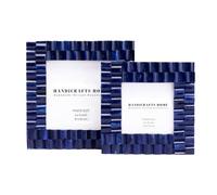 Handicrafts Home Cornice Chain Arts Inspired Picture Frames Set - 3x3 & 4x4 Inches, Blue, Handmade Bone Inlay - Perfect for Home Decor, Wall Display and Gifts