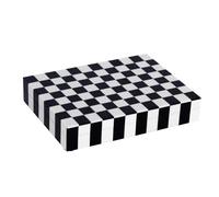 Handicrafts Home Decorative Storage Box with Lid, Black and White Decorative Box for Remote Controls, Slim Coffee Table Storage Box for Shelf, Desk & Living Room Decor, Puzzle Check 8 x 6 x 1.5 Inch