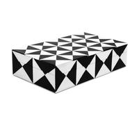 Handicrafts Home Decorative Storage Box with Lid, Black and White Decorative Remote Holder Box, Coffee Table Storage Box for Living Room, Console Table & Shelf Decor, Triangle - 10 x 6 x 2.5