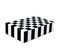 Handicrafts Home Decorative Storage Box with Lid, Black and White Decorative Remote Holder Box, Coffee Table Storage Box for Living Room, Console Table & Shelf Decor, Puzzle Check - 10 x 6 x 2.5