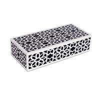 Handicrafts Home Decorative Storage Box with Lid, Black White Persian Mosaic Box, Islamic Rosette Pattern Coffee Table Organizer, Keepsake Box for Living Room & Console Decor, Shiraz 10x4.5x2.5