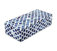 Handicrafts Home Decorative Storage Box with Lid for Home, Coffee Table & Bookshelf, Keepsake & Memory Organizer, Remote Holder, Trinket Box, Boho & Vintage Accent Decor, BLUE WHITE STAR, 10X4X2.5