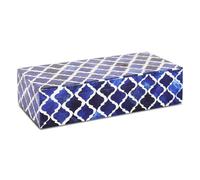 Handicrafts Home Decorative Storage Box with Lid, Moroccan Coffee Table Storage Box Organizer, Wooden Keepsake Jewelry Box, Decorative Desk Console Storage Box, Blue, 10 x 4.5 x 2.5