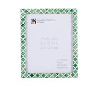 Handicrafts Home Green and White Picture Frame 8x10, Moroccan Bone & Resin Inlay Decorative Photo Frame, Handmade Modern Farmhouse Picture Frame for Wall or Tabletop, Gallery Wall & Living Room Decor