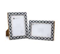 Handicrafts Home Grey & White Vintage Photo Frames for Wall or Tabletop Display, 4x6 Picture Frame Set of 2,Boho Farmhouse Gallery Wall Frame Set, Artisan Handmade Home Decor, Handmade Moroccan Frame