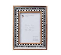 Handicrafts Home Handmade 5x7 Black & White Geometric Pattern Wood Resin Inlay Picture Frame - Tabletop Display Decorative Photo Holder Frame for Home & Office Deco - Birthday & Wedding Gift for Her