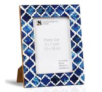 Handicrafts Home Handmade Bone Inlay 5x7 Blue Picture Frame Coastal Decor