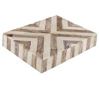 Handicrafts Home Handmade Chevron Pattern Decorative Box - Storage Organizer, Decor Centrepiece, Memory Keepsakes, Home Decor - Boho Style Treasure Box, Multipurpose Gift - Brown, 8x5x1.5