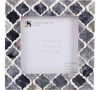 Handicrafts Home Handmade Decorative 4x4 Small Picture Frame, Unique Boho Chic Home Decor, Moroccan Art Inspired Grey Photo Frame for Wall & Tabletop, Square 4x4 Frames for Living Room Decor & Gift