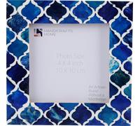 Handicrafts Home Handmade Decorative 4x4 Small Picture Frame, Unique Boho Chic Home Decor, Moroccan Art Inspired Blue Photo Frame for Wall & Tabletop, Square 4x4 Frames for Living Room Decor & Gift