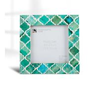 Handicrafts Home Handmade Decorative 4x4 Small Picture Frame, Unique Boho Chic Home Decor, Moroccan Art Inspired Green Photo Frame for Wall & Tabletop, Square 4x4 Frames for Living Room Decor & Gift