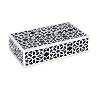 Handicrafts Home Handmade Keepsake Organizer with Lid, Decorative Storage Box, Shiraz Pattern Collection,For Jewelry, Photos - Home Decor Accents, Made with Resin Inlay, Black & White-8X5X2