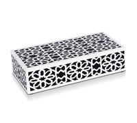 Handicrafts Home Handmade Keepsake Organizer with Lid, Decorative Storage Box, Shiraz Pattern Collection,For Jewelry, Photos - Home Decor Accents, Made with Resin Inlay, Black & White-12X6X2