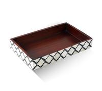 HANDICRAFTS HOME Handmade Moroccan Pattern 10x6 Towel Tray - Small Bathroom Tray, Guest Towel Holder, Decorative Napkin Holder, Bathroom Countertop Storage, Kitchen Hand Towel Holder Moroccan Black