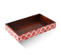 HANDICRAFTS HOME Handmade Moroccan Pattern 10x6 Towel Tray - Small Bathroom Tray, Guest Towel Holder, Decorative Napkin Holder, Bathroom Countertop Storage, Kitchen Hand Towel Holder Moroccan Red