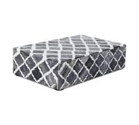Handicrafts Home Handmade Moroccan Pattern Inspired Decorative Box - Small Storage Organizer for Neck Chains, Watches, Memory Keepsakes - Boho Style Treasure Box, Multipurpose Gift - Grey, 8x5x2