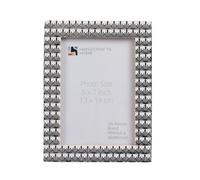 Handicrafts Home Handmade Tabletop 5x7 Black & White Small Picture Frame - Palm Crest Pattern & Resin Inlay Photo Frame for Shelf Display Home & Office Decor - Birthday & Wedding Gift for Her