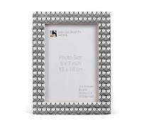 Handicrafts Home Handmade Tabletop 5x7 Black & White Small Picture Frame - Palm Crest Pattern & Resin Inlay Photo Frame for Shelf Display Home & Office Decor - Birthday & Wedding Gift for Her