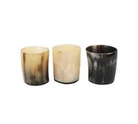 Handicrafts Home Handmade Viking Horn Whiskey Shot Glass Set - 6.5 oz Real Ox Horn Glasses for Whiskey, Cocktails & Spirits - Medieval Barware Gift Set for Men - Unique Rustic Drinkware, Pack of 3
