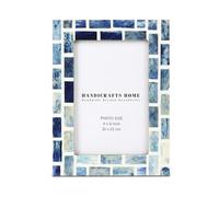 Handicrafts Home Indigo Mosaic Bone Inlay Picture Frame 4x6 Handmade Photo Frames for Wall & Desk Decor, Gifts for Women, Best Friend Gift, Mother Birthday Gifts, Gifts for Dad