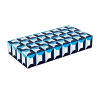 Handicrafts Home Large Blue Decorative Storage Box with Lid, Modern Coffee Table Storage Box, Geometric Resin Inlay Wooden Box, Remote Control Organizer, Keepsake Box For Coastal Decor (12x6x2 Inch)