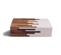 Handicrafts Home Large Decorative Storage Box with Lid - 10x4.5x2.5” Coffee Table Organizer, Keepsake- Decorative Boxes for Home Decor, Stylish Decorative Box for Office Decor- Equalizer- Brown White