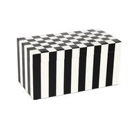 Handicrafts Home Large Decorative Storage Box with Lid, Black and White Keepsake Storage Box, Decorative Jewelry & Memory Box for Coffee Table, Shelf & Bedroom Decor, Puzzle Check - 10 x 5 x 5 Inch