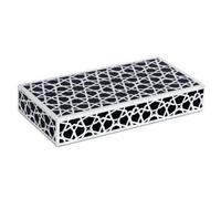 Handicrafts Home Large Decorative Storage Box with Lid, Black and White Moroccan Zellij Coffee Table Storage Box, Remote Control Holder, Keepsake Box for Living Room & Shelf Decor, Zellij 12 x 6 x 2