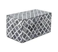 Handicrafts Home Large Decorative Storage Box with Lid, Moroccan Memory Keepsake Storage Box, Deep Jewelry Storage Organizer, Bone Inlay Resin Wooden Coffee Table Decor Box, Gray, 10 x 5 x 5