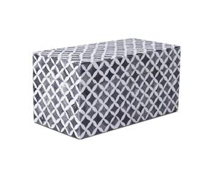 Handicrafts Home Large Decorative Storage Box with Lid, Moroccan Memory Keepsake Storage Box, Deep Jewelry Storage Organizer, Bone Inlay Resin Wooden Coffee Table Decor Box, Black & White, 10 x 5 x 5
