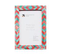 Handicrafts Home Photo Frame Chevron Pattern Inspired Handmade Decorative Picture Frames for Wall and Table Top, 4x6 Green Red