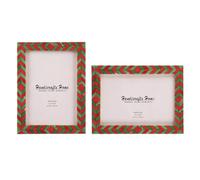 Handicrafts Home Photo Frames 4x6 Set of 2 - Lisbon Gems Red Green Chevron - Handmade Gift Set for Her & Him - New Year Home Decor - Decorative Picture Frames for Family, Friends & Interior Styling