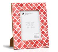 Handicrafts Home Red and White Picture Frame 5x7, Moroccan Bone & Resin Inlay Decorative Photo Frame, Handmade Modern Farmhouse Picture Frame for Wall or Tabletop, Gallery Wall & Living Room Decor