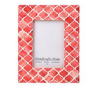 Handicrafts Home Red & White 4x6 Picture Frame, Handmade Photo Frame for Wall & Tabletop Display, Moroccan Decorative Frame for Modern Farmhouse, Vintage Home Decor, Shelf & Desk Minimal Office Decor