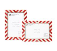 Handicrafts Home Red & White Picture Frames Set of 2, Handcrafted Resin Inlay Chevron 4x6 Photo Frames, Decorative Tabletop or Wall Display Frames for Living Room Bedroom Christmas Décor