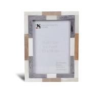 Handicrafts Home Rustic 5x7 Picture Frame- Rustic Woodstrip Tile Design with Natural Wood, White & Grey Bone Inlay- Wall & Desk Decor, Farmhouse, Vintage Home Decor, Gift for Mom, Grandma, Graduation