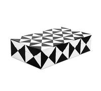 Handicrafts Home Small Decorative Storage Box with Lid, Black and White Keepsake Box, Decorative Trinket Box for Jewelry, Desk Organizer, Coffee Table & Shelf Decor, Triangle - 8 x 5 x 2 Inch