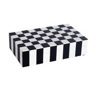 Handicrafts Home Small Decorative Storage Box with Lid, Black and White Keepsake Box, Decorative Trinket Box for Jewelry, Desk Organizer, Coffee Table & Shelf Decor, Puzzle Check - 8 x 5 x 2 Inch