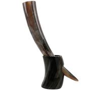 Handicrafts Home Viking Drinking Horn Mug with Stand - 16oz Natural Horn Tankard - Norse Beer Stein & Mead Cup - Handmade Drinking Mug for Ale, Coffee & Tea - Medieval Gift for Men