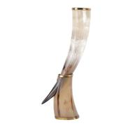 Handicrafts Home Viking Drinking Horn with Stand, 14 oz Natural Ox Horn Mug with Fitted Drinking Horn Stand, Viking Drinking Horn Holder, Horn Cup Decorative Accessory, Medieval Viking Gifts for Men